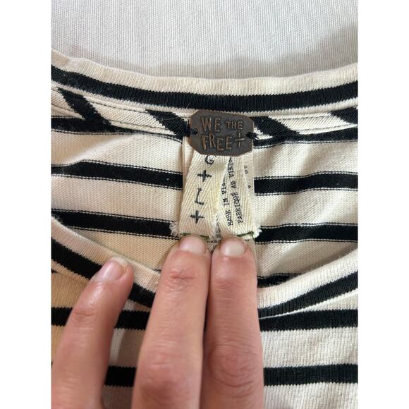 We The Free Oversized High Slit Striped Tank Size Large Black & Cream Tank Top - Picture 2 of 8